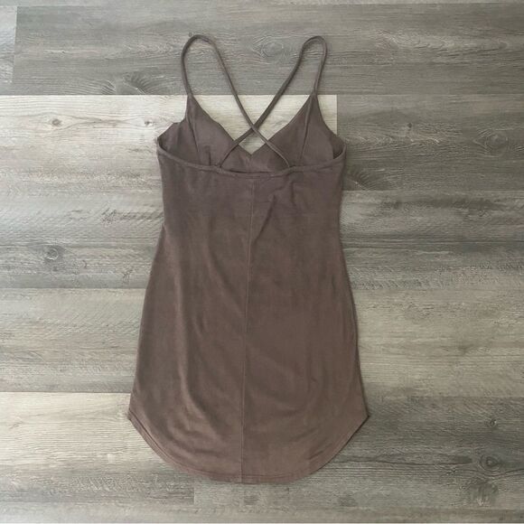 Windsor Bodycon Mini Dress Brown Taupe Grey Faux Suede XS - Picture 4 of 8